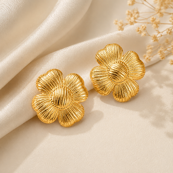 Elegant Floral Gold Studs