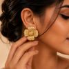 Elegant Floral Gold Studs