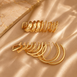 Load image into Gallery viewer, Gold Plated Hoop Earrings Set (Pack of 12)