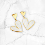 Load image into Gallery viewer, Gold Plated Heart Drop Earrings