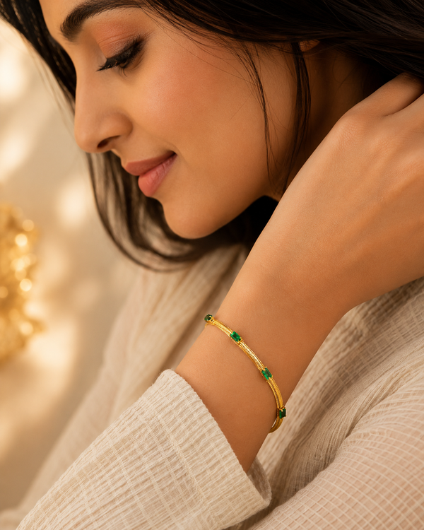 Premium Emerald Gold Bracelet