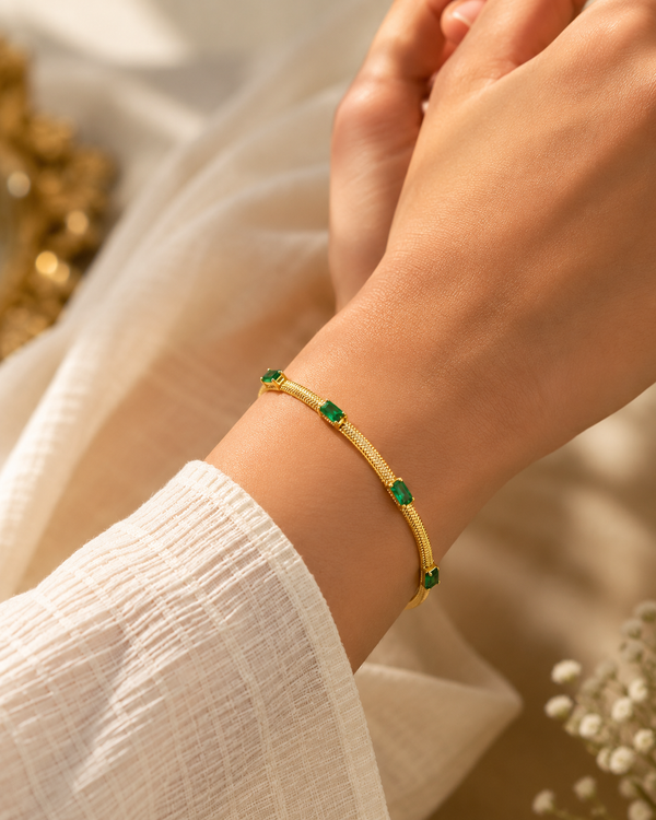 Premium Emerald Gold Bracelet