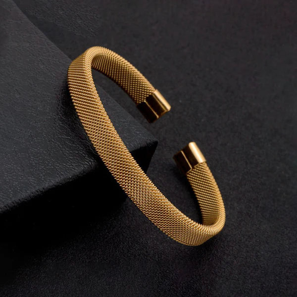 Gold Plated Mesh Cuff Bracelet
