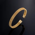 Load image into Gallery viewer, Gold Plated Mesh Cuff Bracelet
