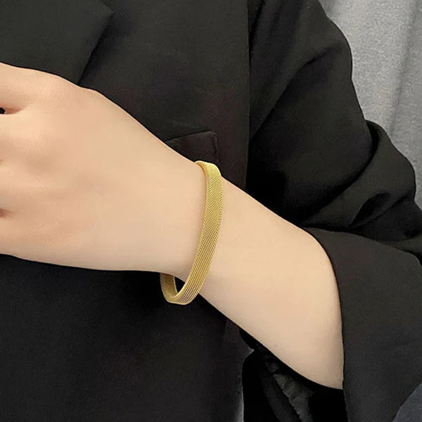 Gold Plated Mesh Cuff Bracelet