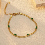 Load image into Gallery viewer, Gold Plated Emerald Wrap Snake Bracelet
