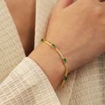 Load image into Gallery viewer, Gold Plated Emerald Wrap Snake Bracelet
