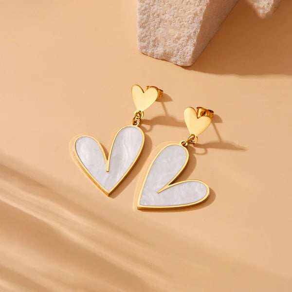 Gold Plated Heart Drop Earrings