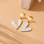 Load image into Gallery viewer, Gold Plated Heart Drop Earrings
