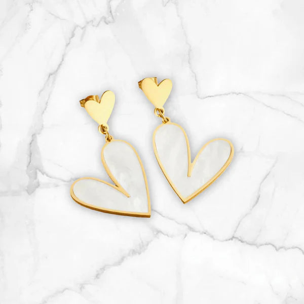Gold Plated Heart Drop Earrings