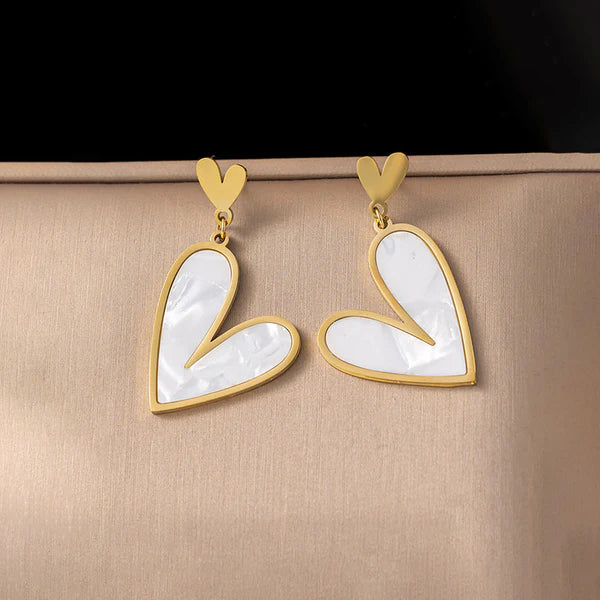 Gold Plated Heart Drop Earrings