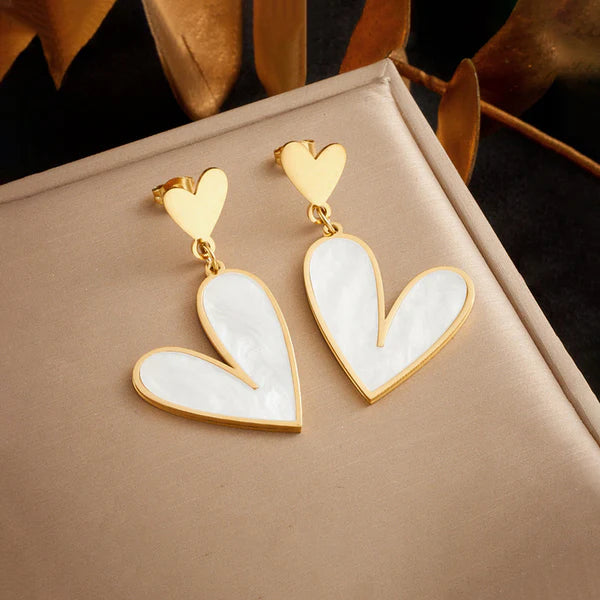 Gold Plated Heart Drop Earrings