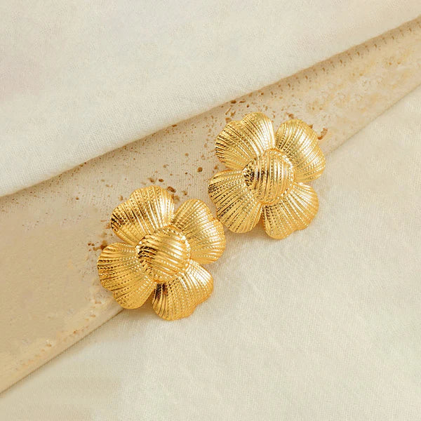 Gold Plated Floral Stud Earrings