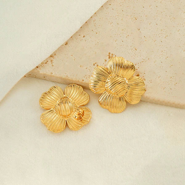 Gold Plated Floral Stud Earrings