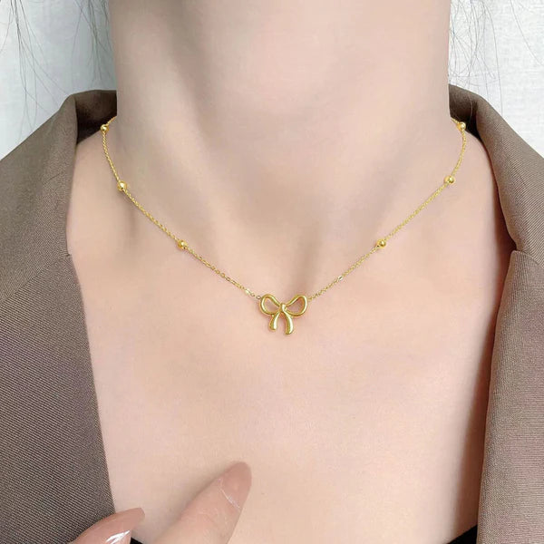 Gold Plated Infinity Bow Pendant