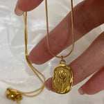 Load image into Gallery viewer, Gold Plated White Rose Pendant
