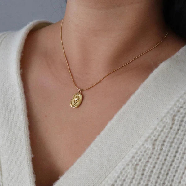 Gold Plated White Rose Pendant