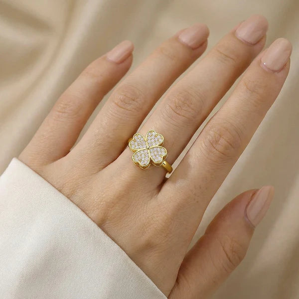 Gold Plated Rotating Clover Ring