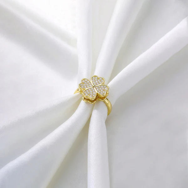 Gold Plated Rotating Clover Ring
