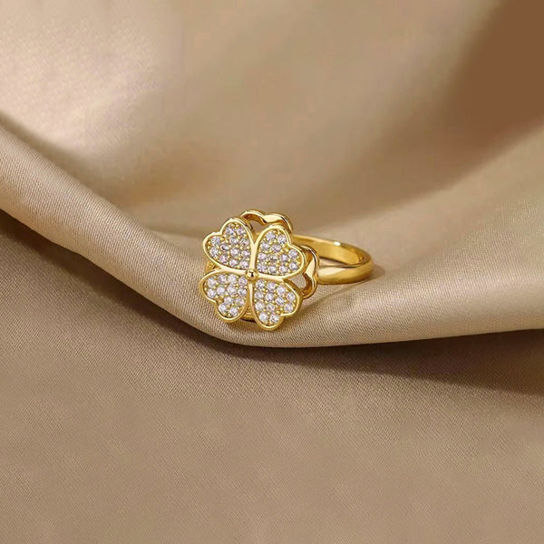 Gold Plated Rotating Clover Ring