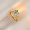 Gold Multicolor Clover Rotatable Ring