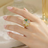 Gold Multicolor Clover Rotatable Ring