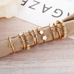 Load image into Gallery viewer, Gold Plated Moon &amp; Star Ring Set (Pack of 9)
