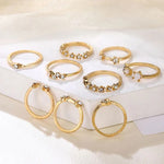 Load image into Gallery viewer, Gold Plated Moon &amp; Star Ring Set (Pack of 9)
